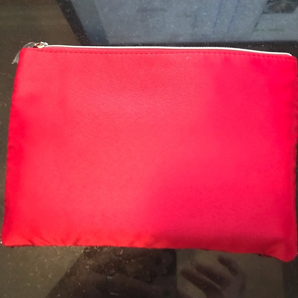 Sequin zipper LOVE pouch w/ Clarins Travel sz - Picture 2 of 6